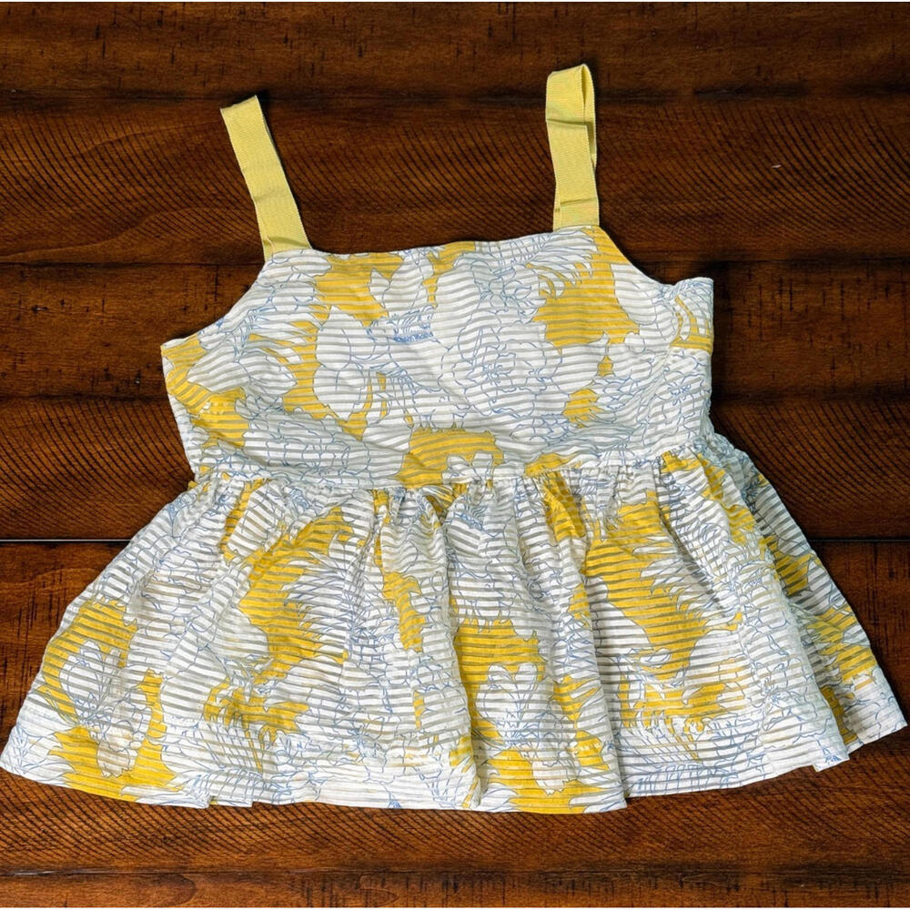 Paul & Joe Sister - Yellow and White Floral Babydoll Top, Size 1 (US 4)